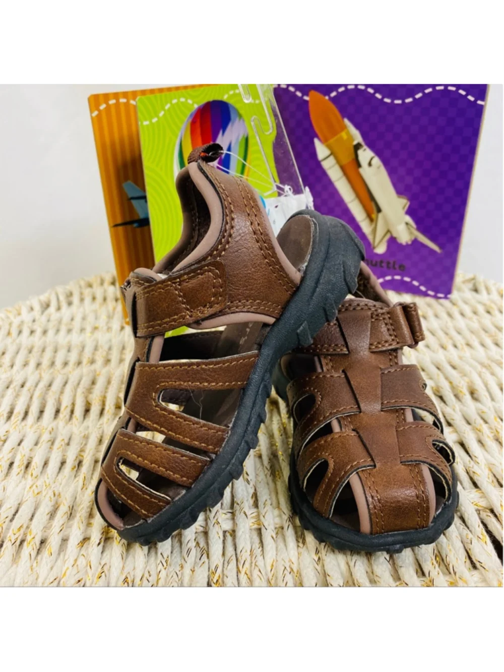 Carter's Toddler Boy's Brown Hook & Loop Closure Sandals Shoes Size 6 NWT
